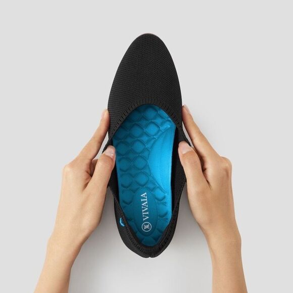 VIVAIA Tamia Walker Lightweight Almond-Toe Flats Black Knit size 43 US 11 - Picture 5 of 13